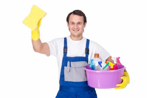 Cleaner preparing a one-off cleaning service in an Earlscourt home