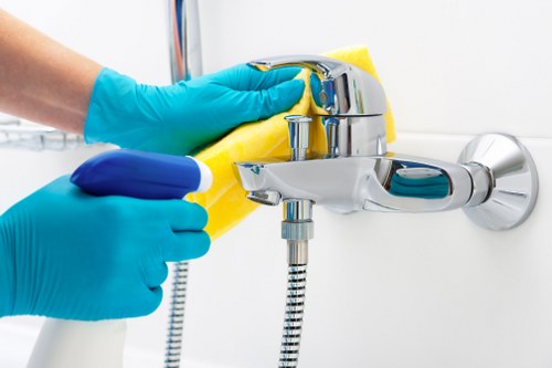 Office cleaning team working in an Earlscourt workplace reception area